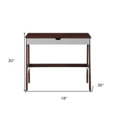36" Brown and White Writing Desk