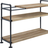 32" Brown and Black Metal Three Tier Etagere Bookcase