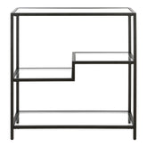 36" Black Metal And Glass Four Tier Etagere Bookcase