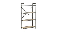 49" Gray Brown Metal Four Tier Etagere Bookcase