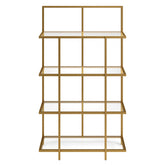 62" Gold Metal And Glass Four Tier Etagere Bookcase