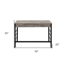 42" Brown and Black Writing Desk With Two Drawers