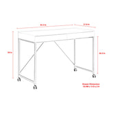 43" White and Black Writing Desk With Two Drawers