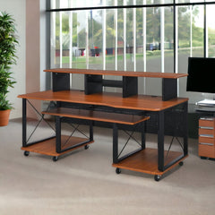 72" Brown and Black Computer Desk