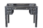 46" Black Mango Solid Wood Computer Desk With Seven Drawers