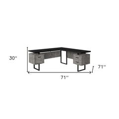 71" Black L Shape Computer Desk