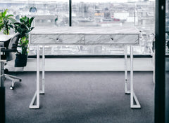 42" White Writing Desk With Two Drawers