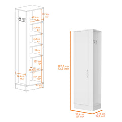 21" White Accent Cabinet With Six Shelves