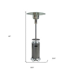 48000 BTU Silver Steel Propane Cylindrical Pole Standing Patio Heater