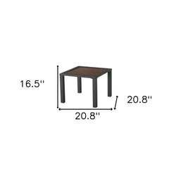 21" Brown and Black Square Metal Outdoor Side Table