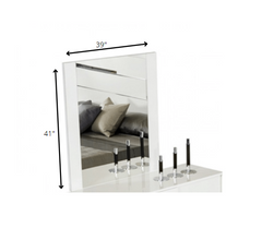 41" White Mdf And Glass Mirror