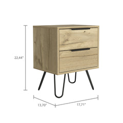 22" Light Oak Two Drawer Nightstand