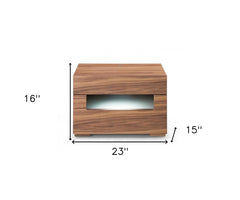 Dazzling contemporary LED Walnut Nightstand with Two Drawers