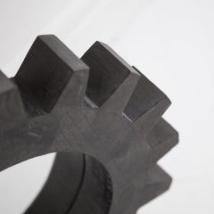 Cog 17" Round Black Wood Frame Wall Mirror