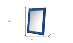 74" Blue Velvet Accent Mirror