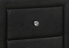21" Black Faux Leather Two Drawer Nightstand