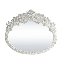 69" Antique White Finish Irregular Framed Dresser Mirror