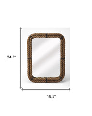 25" Light Brown Rope Framed Accent Mirror