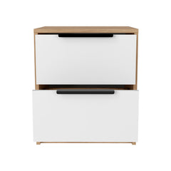 19" White Two Drawer Faux Wood Nightstand