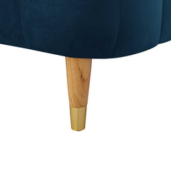 Navy Blue Solid Wood Queen Tufted Upholstered Velvet Bed Frame