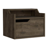 13" Brown One Drawer Faux Wood Floating Nightstand