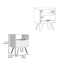 22" White Faux Wood Nightstand With Storage