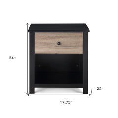 24" Black and Tan One Drawer Nightstand