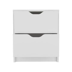 19" White Two Drawer Faux Wood Nightstand