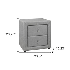 21" Gray Linen Blend Two Drawer Nightstand