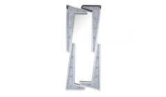 63" Mirrored & Faux Diamonds Lighted Irregular Accent Mirror