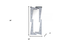 63" Mirrored & Faux Diamonds Lighted Irregular Accent Mirror
