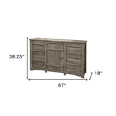 67" Gray Solid Wood Six Drawer Triple Dresser