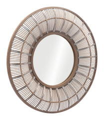 32" Brown Round Accent Mirror