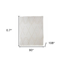 Ivory Woven Cotton Geometric Throw