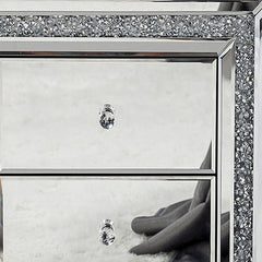 27" Silver Three Drawer Mirrored Nightstand