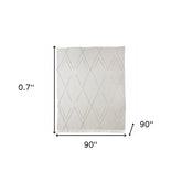 Ivory Woven Cotton Geometric Throw