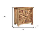 30" Brown Three Drawer Starburst Pattern Solid Wood Nightstand