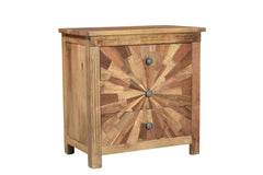 30" Brown Three Drawer Starburst Pattern Solid Wood Nightstand