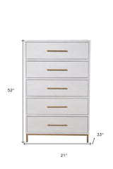 30" White Solid Wood Five Drawer Chest