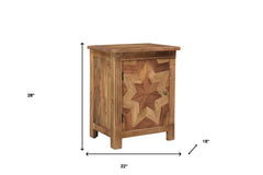 28" Brown Starburst Geometric Solid Wood Nightstand