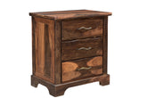 27" Dark Brown Three Drawer Solid Wood Nightstand