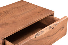 28" Brown Two Drawer Wood and Metal Nightstand