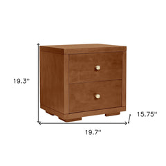 19" Walnut Two Drawer Nightstand