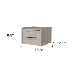 10" Gray One Drawer Faux Wood Floating Nightstand