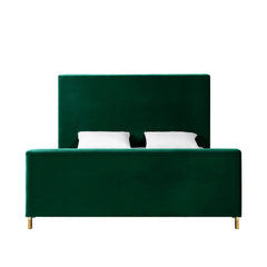 Hunter Green Solid Wood King Upholstered Velvet Bed