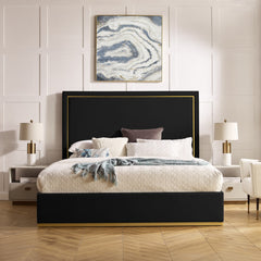 Black Solid Wood King Upholstered Velvet Bed