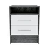20" Gray Two Drawer Faux Wood Nightstand