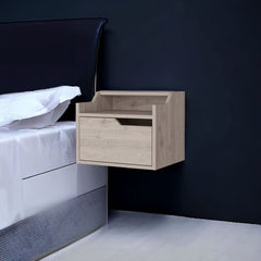 13" Gray One Drawer Faux Wood Floating Nightstand
