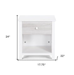 24" White and Gray One Drawer Nightstand