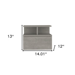 13" Gray One Drawer Faux Wood Floating Nightstand